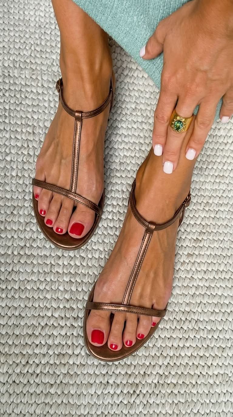 Ballere in metallo con T-strap
