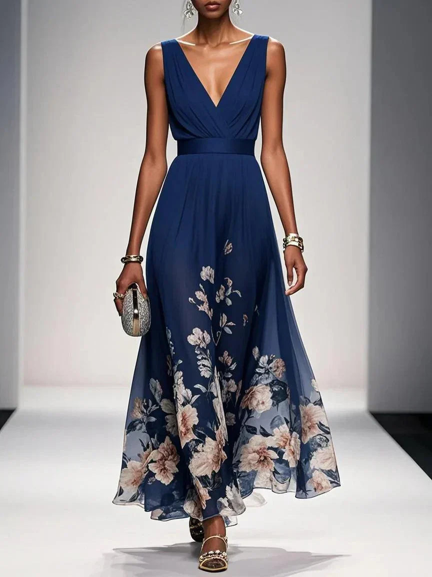 Rosa | Abito Maxi Chiffon Blu