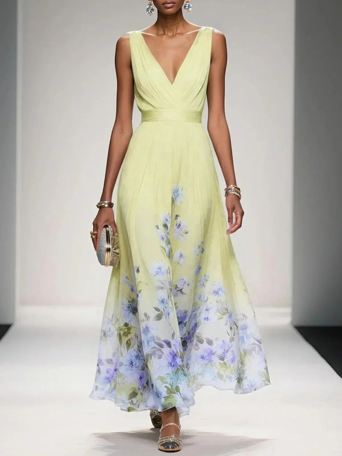Rosa | Abito Maxi Chiffon Blu