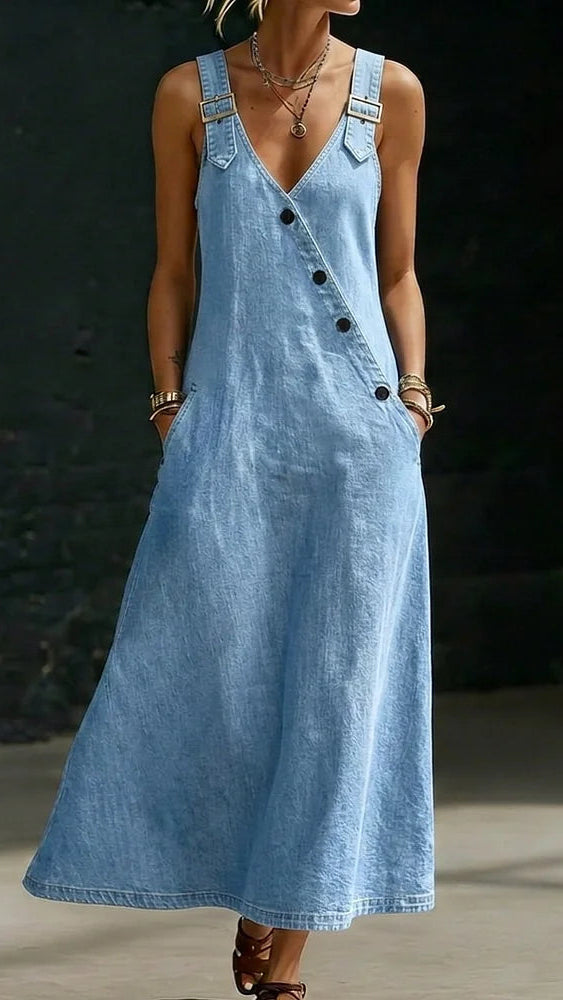 Vera | Lungo abito in denim con bottoni