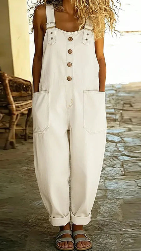 Mae | Salopette di cotone denim vintage con bretelle regolabili