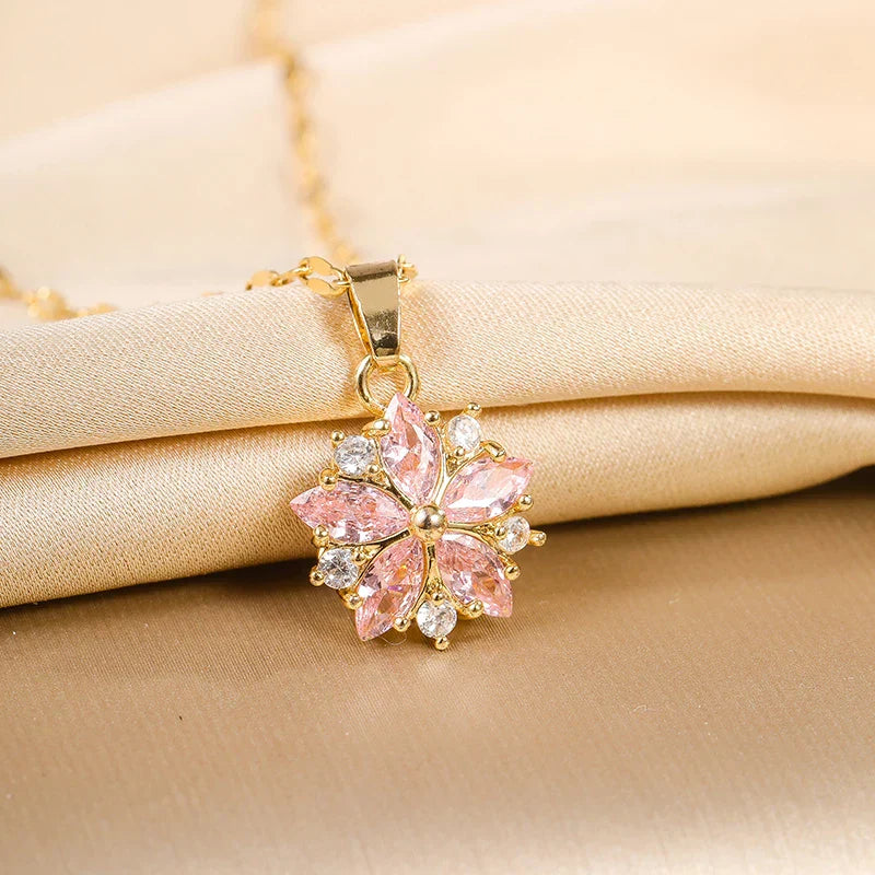 Collana Romantica Sakura Rose in Acciaio Inossidabile