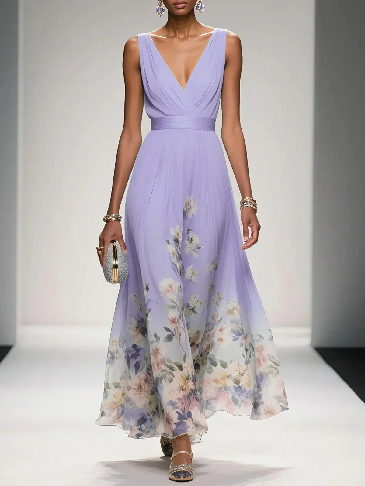Rosa | Abito Maxi Chiffon Blu