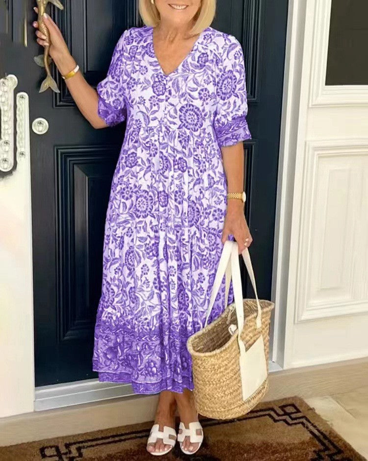 Manoli | Elegante vestito floreale con scollo a V