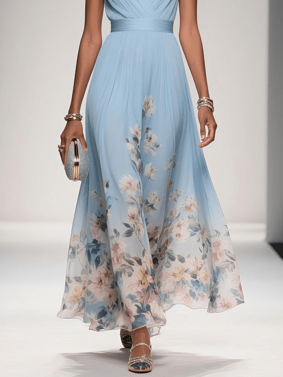 Rosa | Abito Maxi Chiffon Blu