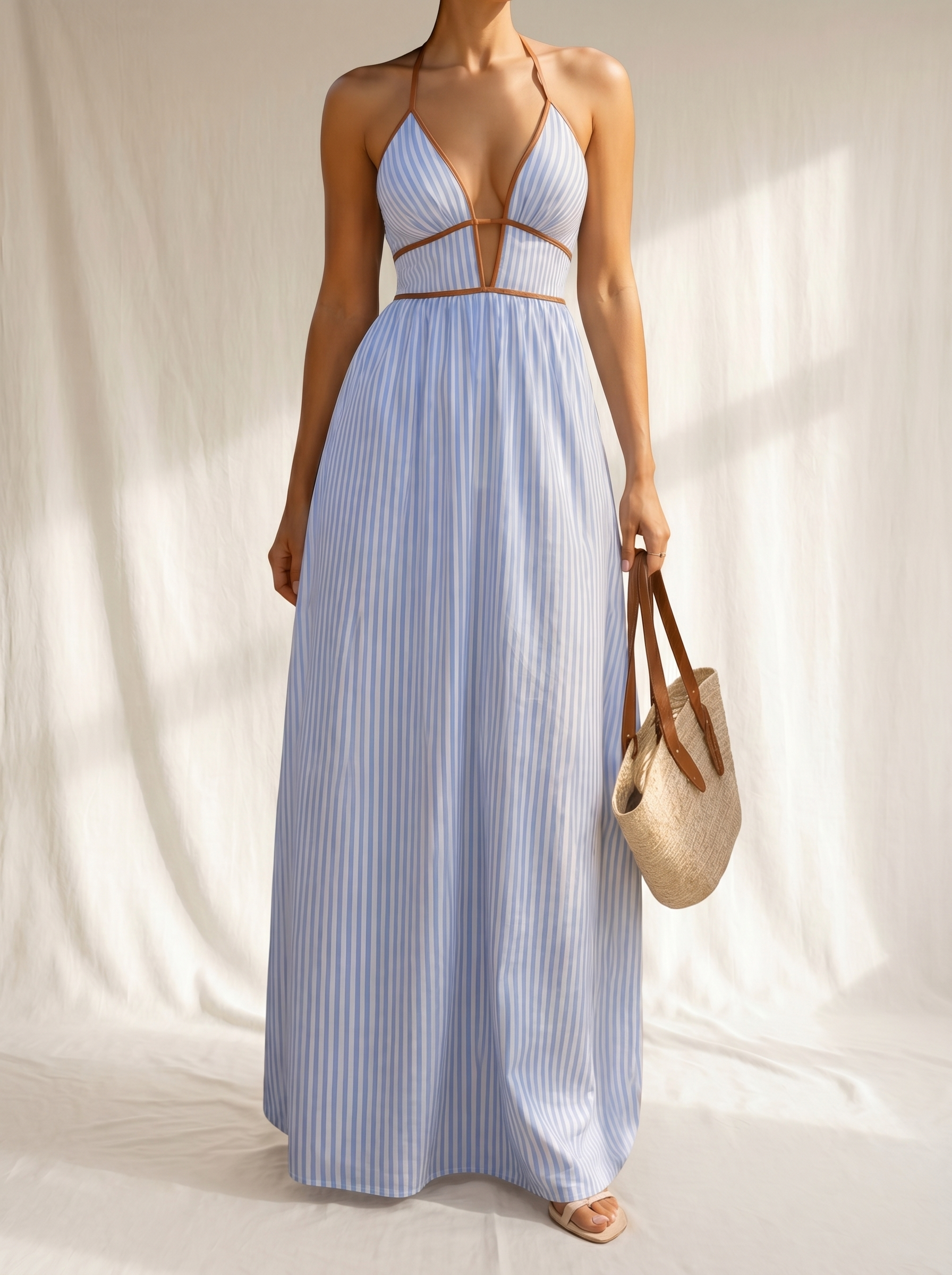 Laurina | Abito Lungo a Righe con Scollo cut-out