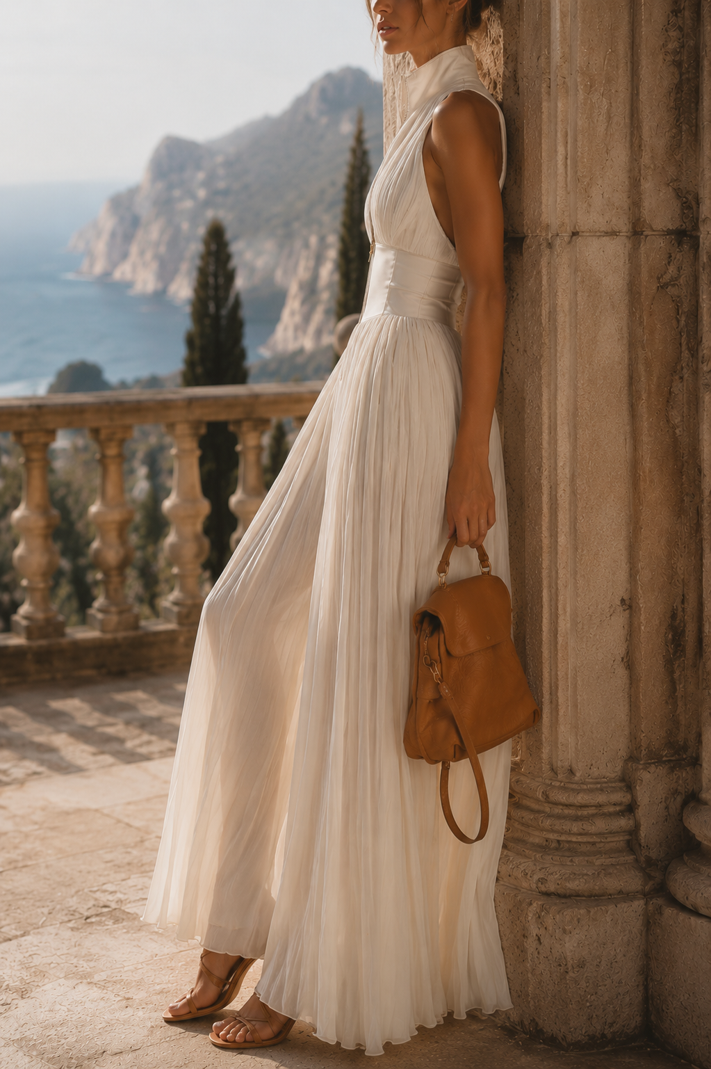 Tuta elegante plissettata con pantaloni ampi