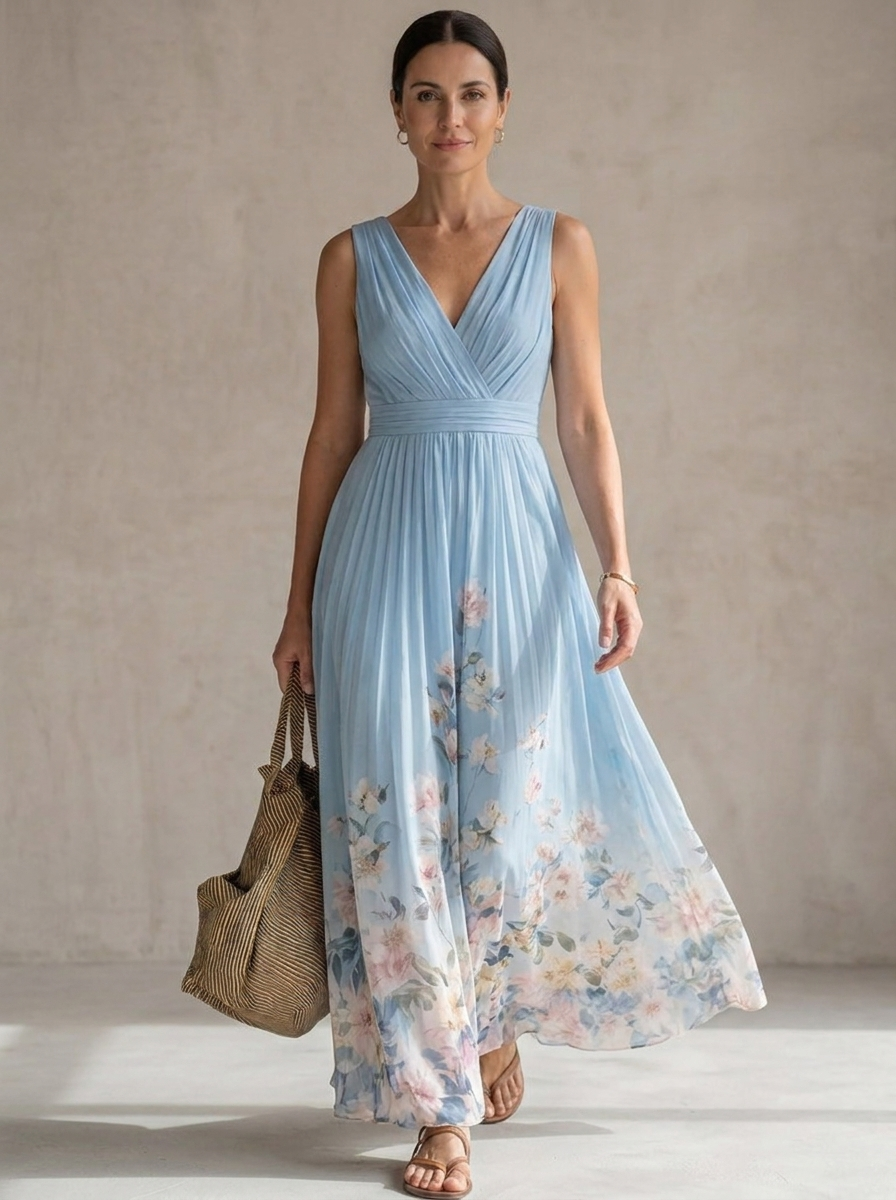 Rosa | Abito Maxi Chiffon Blu