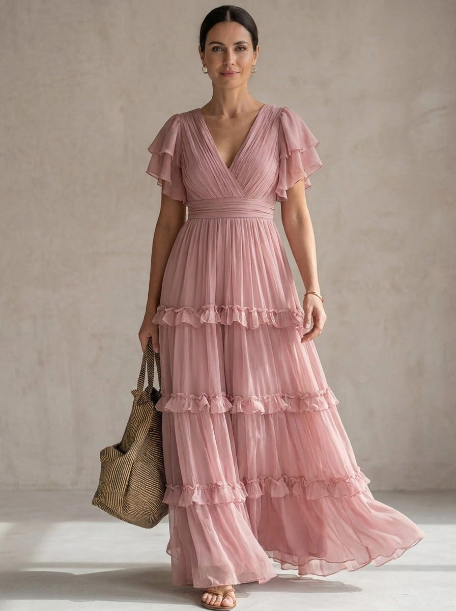 Zoe | Abito Maxi Rosa Chiaro